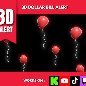 Premium 3d BALLOON ALERT | Twitch Alerts | Kick Alert | Twitch Alerts Animated | Twitch Stream Alerts | Animated Alerts Twitch