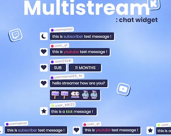 MultiStream Chat Widget  | Twitch, Youtube, Kick, Tiktok | Custom css Chatbox | Vertical & Horizontal | Customizable StreamElements OBS