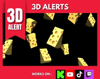 Premium 3d KÄSE-REGEN-ALARM | Twitch Alarme | Kick-Alert | TwitchAlerts Animiert | Twitch Stream Benachrichtigungen | Animierte Benachrichtigungen auf Twitch