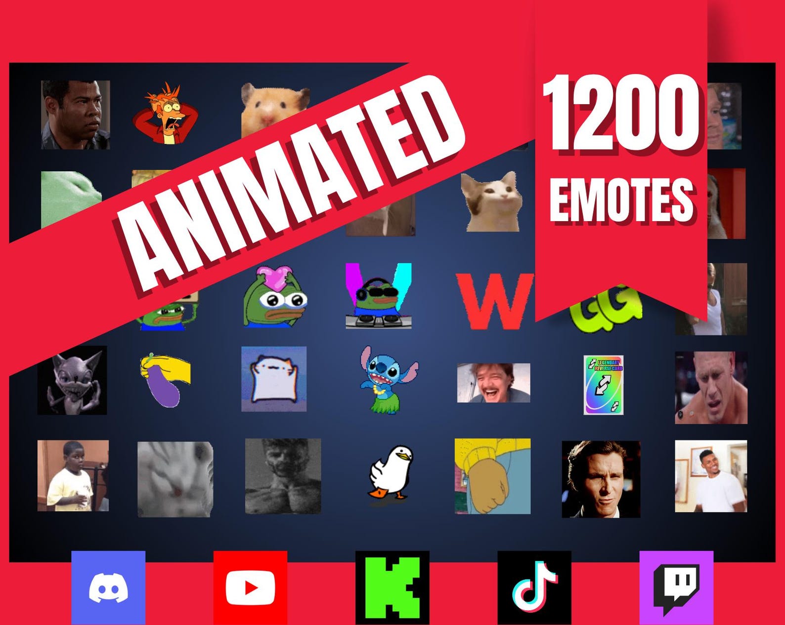 1200 Animated Meme Emotes Pack for Twitch, Youtube, Discord, Kick ...
