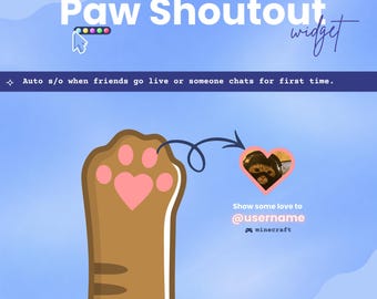 Cat Paw Shoutout | Auto shout and Manual Shoutout | Vtuber overlay asset | Avatar and Last game played | Streamelements OBS