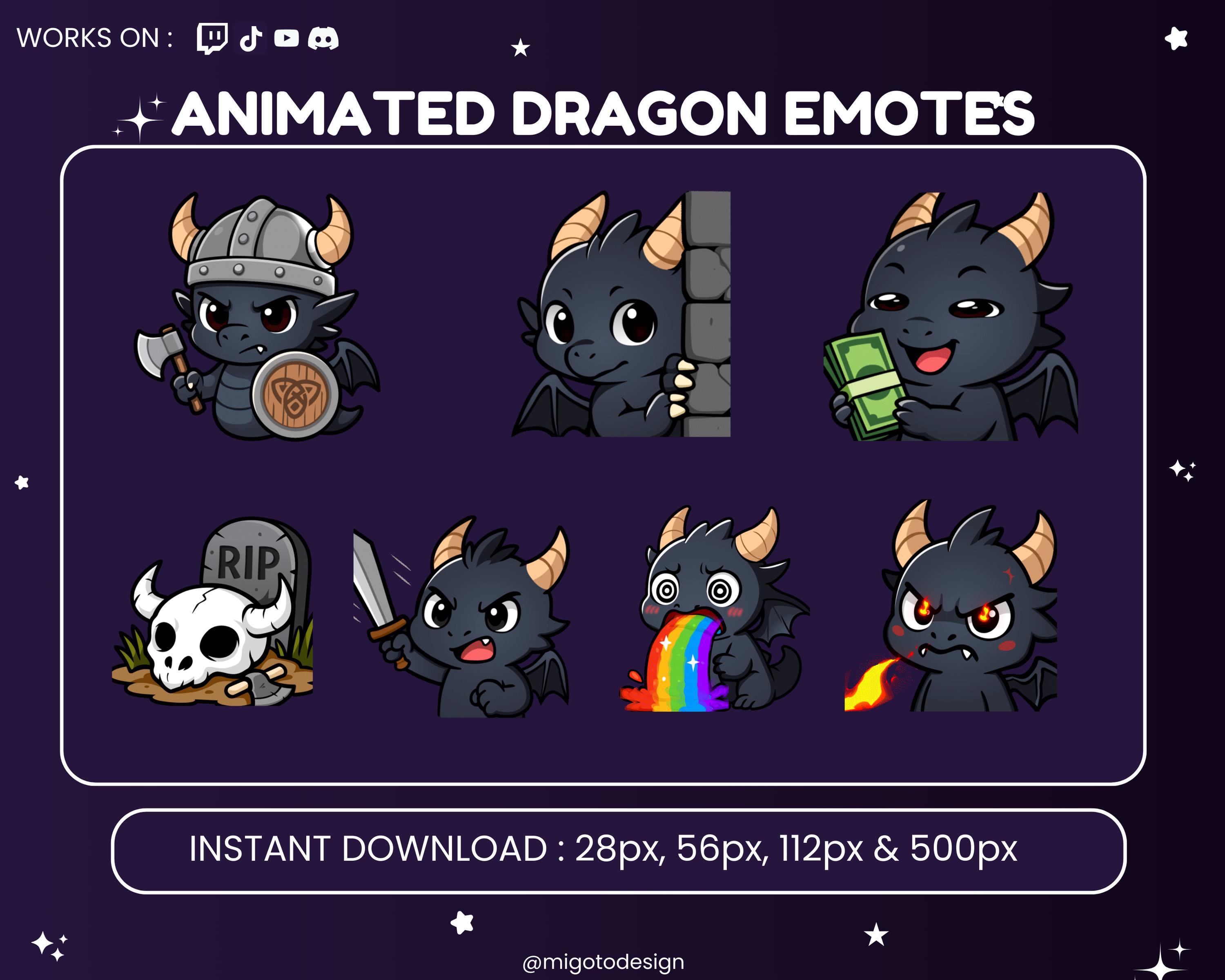 Animated Dragon Emotes for Streaming Twitch, Kick & Discord | Twitch ...