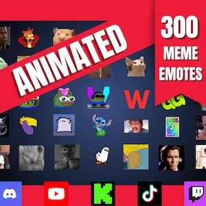 300 Animated Meme Emotes Pack for Twitch, YouTube, Discord, Kick |  Animated Emotes | Text Emotes | Streaming emotes GIF | discord emotes