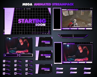 Purple Neon Animated Stream Pack | Twitch Overlay Package (Digital Download)