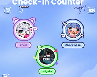 Check-in Widget for Twitch, Kick and Youtube | Fully customizable| Channel points • Commands • Events • Keywords | Stream Alerts Widget