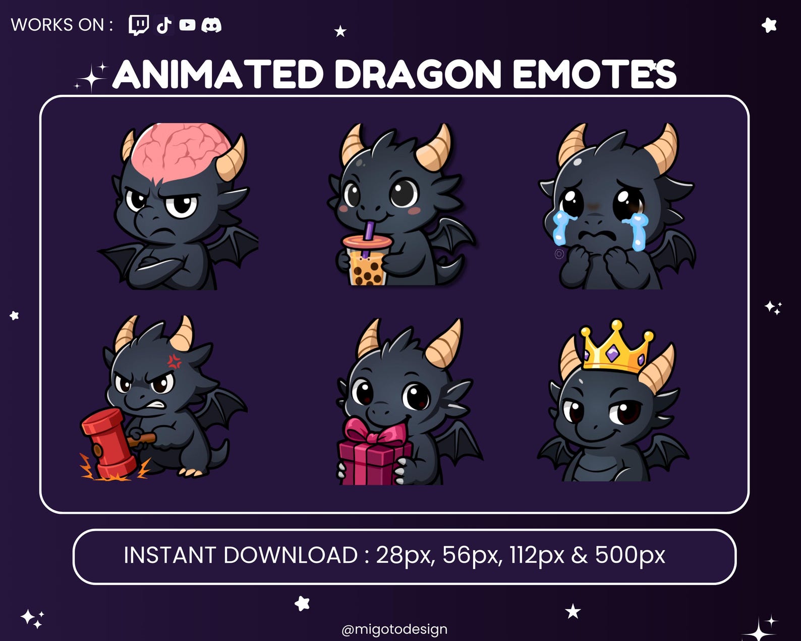 Animated Dragon Emotes for Streaming Twitch, Kick & Discord | Twitch ...