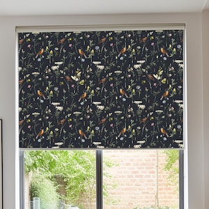 Navy Blue Chinoiserie Roller Blinds, Vintage Birds Pattern Roller Shades for Door  Custom Window Treatments for Kitchen, Roller Curtains