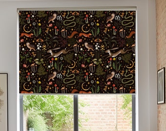 Mushroom Forest Roller Blind: Custom Fairy Animal Window Curtain