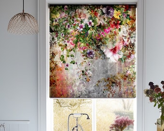 Colorful Flowers Window Treatments for Living Room, Flower Botanical Window Curtains, Roller Shade for Door, Bathroom Shades, Roller Blinds