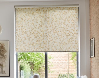 Persiana enrollable opaca con diseño floral beige: diseño vintage