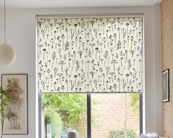 Mushroom Print Blackout Roller Shade: Vintage Boho Window Blind