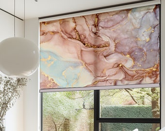 Pink Gold Marble Blackout Roller Shade: Luxury Window Blind