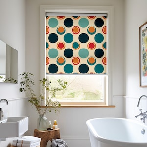 Seamless Circle Pattern Roller Shades, Colorful Geometric Shapes Blackout Roller Blinds , Colorful Window Shade, Printed Luxury Roller Shade