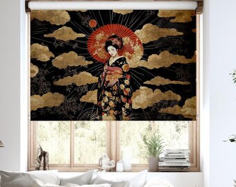 Geisha Blackout Roller Shade: Japanese Art Digital Print