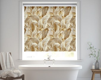 Gold Fern Botanical Roller Shades, Leaf Boho Blackout Roller Blinds , Gold Window Shades, Fern Roller Shades, French Door Shades