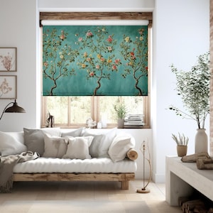 Botanical Trees Roller Blinds, Tree and Flowers Roller Shades, Floral Custom Window Treatments, Roller Curtains, Flower Roller Blinds