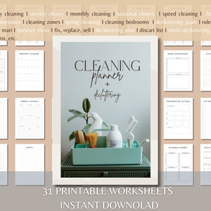 Cleaning Planner, ADHD Cleaning Planner, Chore Chart, Weekly Monthly Cleaning Schedule, Decluttering, Cleaning Checklist, Printable Planner