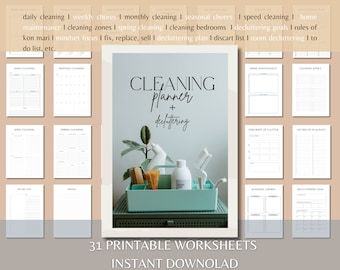 Cleaning Planner, ADHD Cleaning Planner, Chore Chart, Weekly Monthly Cleaning Schedule, Decluttering, Cleaning Checklist, Printable Planner