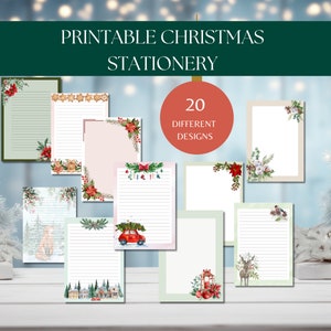 Papel de carta de papelería navideña, Descarga digital, Papel de escritura navideño A4, Carta de Papá Noel, Páginas navideñas, Páginas navideñas