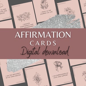 Cartes avec affirmation, Jeu de cartes avec affirmation, Affirmation positive, Images imprimables Vision Board, Produits à imprimer auto-soins, Téléchargement numérique