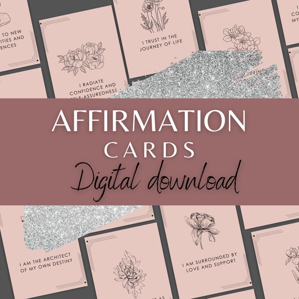 Affirmation Cards, Affirmation Card Deck, Positive Affirmation, Vision Board Printables, Self Care Printables, Digital Download