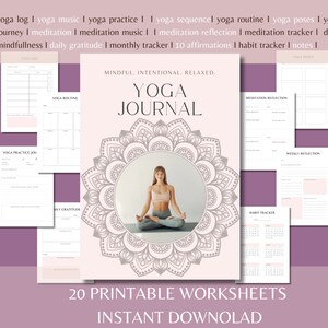 Yoga Journal, Yoga Planner, Yoga Routine Planner, Self-Care Practices, Wellness Journal, Yoga Journal Printable, Digital Download