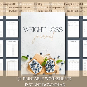 Weight Loss Journal, Weight Loss Tracker, Fitness Planner Printable, Printable Weight Loss, Wellness, Body Measurements, Meal Planner