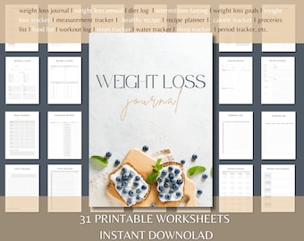 WEIGHT LOSS JOURNAL Printable Planner / Tracker - Etsy