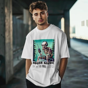 Skeleton House Music T-Shirt, Festival Tee, EDM Shirt, Rave Merch, Casual DJ T shirt, Rave Gifts For Him and Her