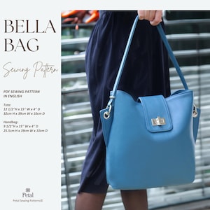 The Bella Tote Bag, Handtasche, Schnittmuster, PDF Schnittmuster, Taschen Schnittmuster, Ledertasche Schnittmuster, Digitales Schnittmuster