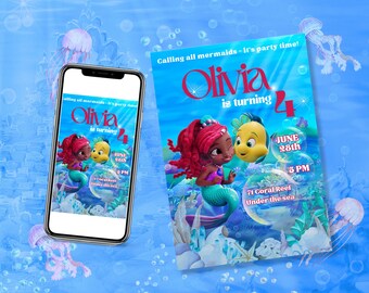 Ariel Mermaid Tales Birthday Party Customizable Invitation, Disney Jr. The Little Mermaid, Ariel Mermaid Tales Birthday Invitation