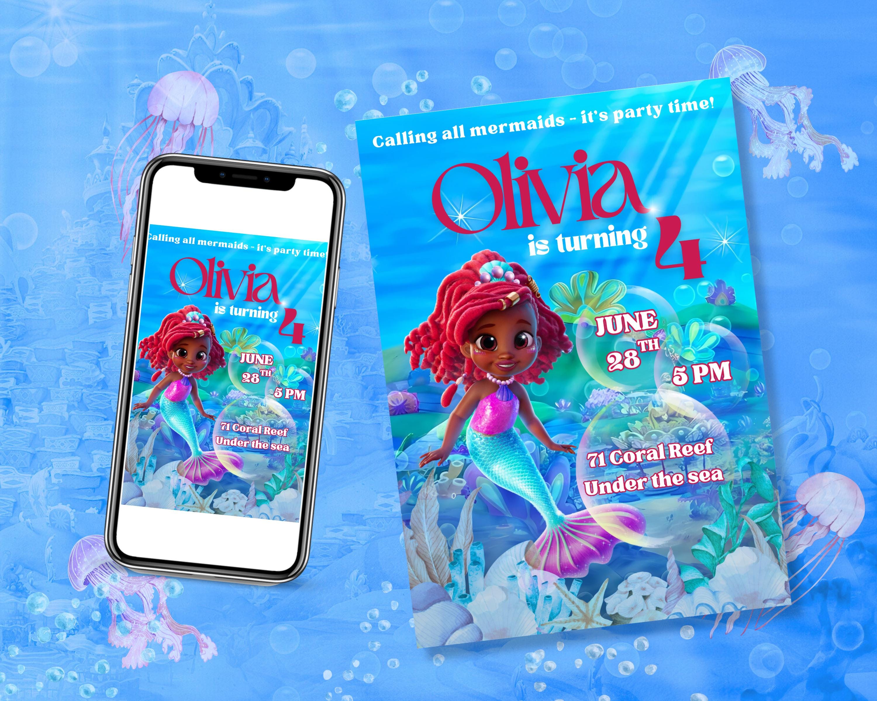 Ariel Mermaid Tales Birthday Party Customizable Invitation, Ariel Digital Invite, Disney Jr. The Little Mermaid, Ariel Mermaid Tales Birthday