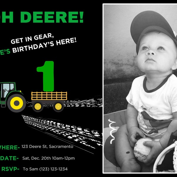 tractor birthday party invite john deere birthday party invitation farming bday party baby tractor themed invite party tractor farmer invite