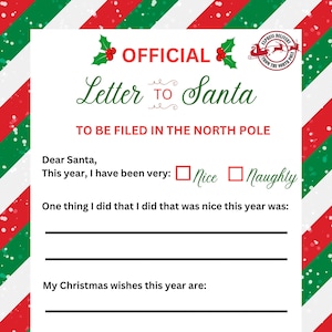 Letter to Santa Claus Easy to Print Editable Printable Digital Download ...