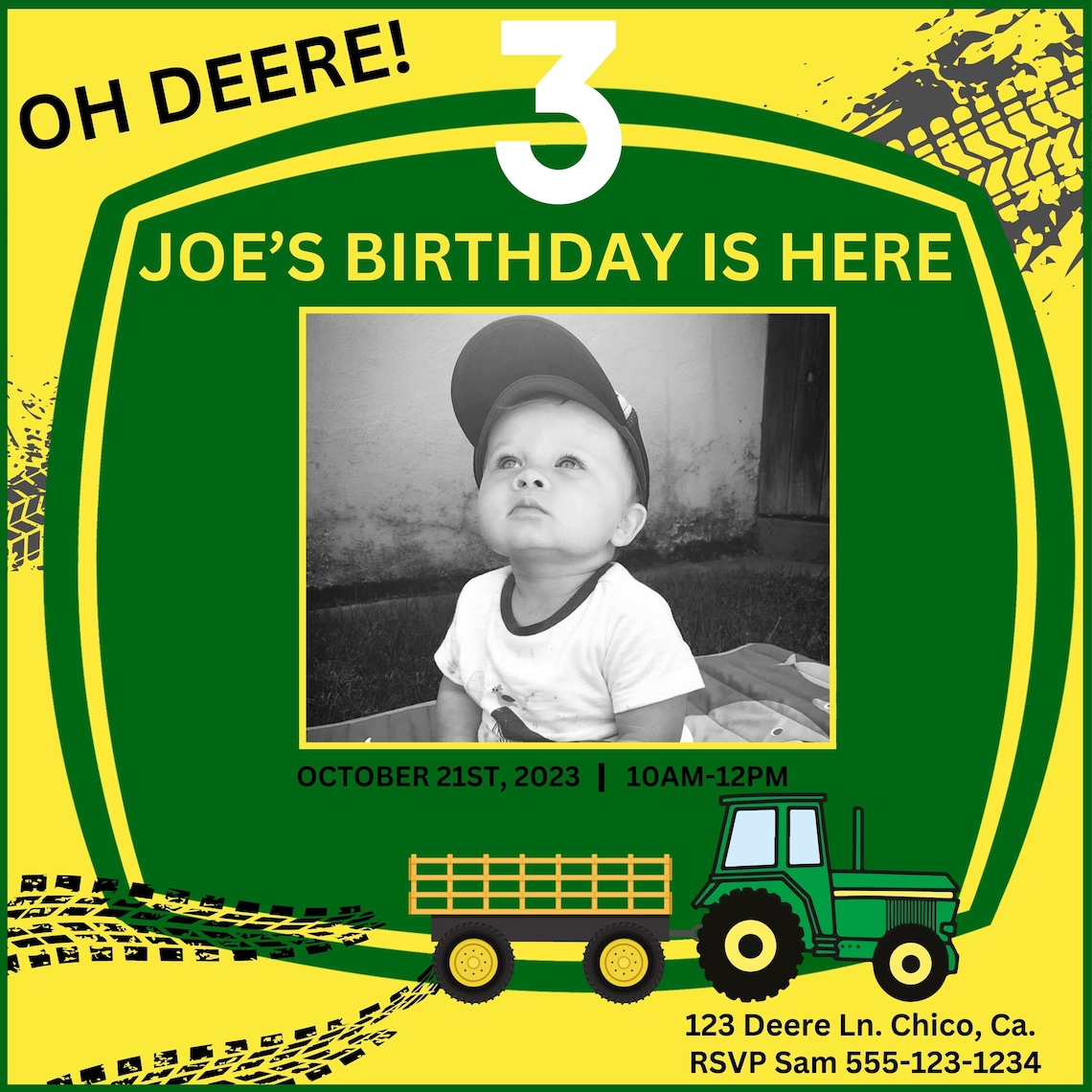 John Deere Birthday Party Invitation John Deere Tractor Birthday Party