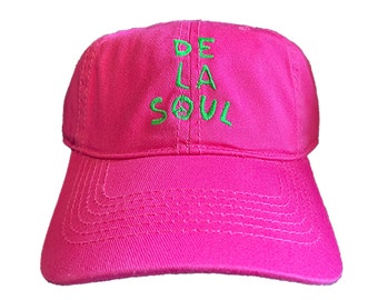 De La Soul Dad Hat HOT PINK, Teal o Powder Blue con logotipo amarillo, verde o rosa NWOT