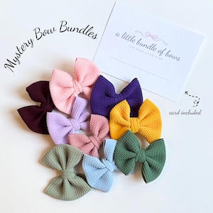 Mystery Bow Box | Baby and Toddler Girl Bows on Clip or Headband | Baby Shower Gift | Surprise Hair Bow Grab Bag | Newborn Gift