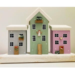 Miniatur Holzhäuschen Weihnachten – Handgemachte Holzhäuschen Deko für Weihnachten – Winterliche Deko aus Holz