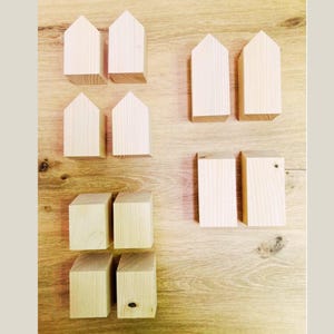 Rohlinge Holzhäuser als Deko, DIY Set Häuser zum Bemalen & Gestalten, 12er Set Häuschen aus Holz