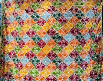 50% OFF Beautiful Multicolor Bandhani  Dupatta – Traditional Rajasthani Tie-Dye Design with Geometric Pattern| Trendy Elegant Classy Dupatta