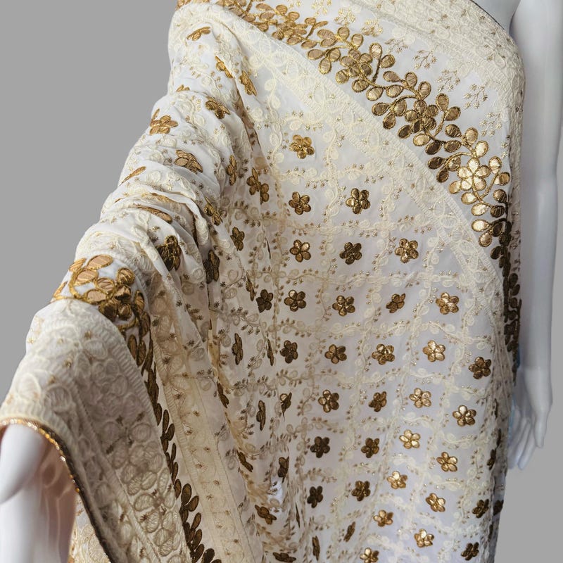 Grey Sequinned Net Dupatta