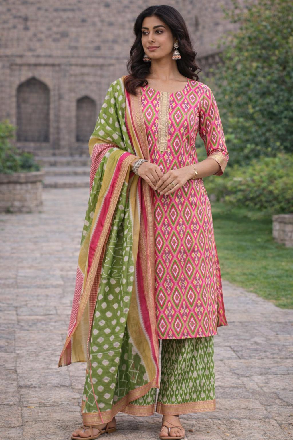 slim fit dress slacks Olive Green & Pink Floral Lehenga Choli – Handmade Indian Wedding Dress  with Worldwide Free Shipping – Indiaista.com main image 1