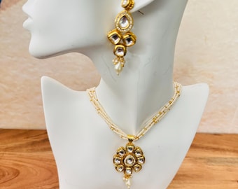 Beautiful Traditional Kundan Pearl Jewelry Set for Women | Indian Bridal Necklace and Earrings | Gold Plated Ethnic Jewelry| Gift for her