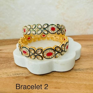 Traditional Kundan Bangles for Women, Gold Plated Indian Wedding Bracelets, Ethnic Bollywood Kada Set Bridal & Party Wear | Gifts for her