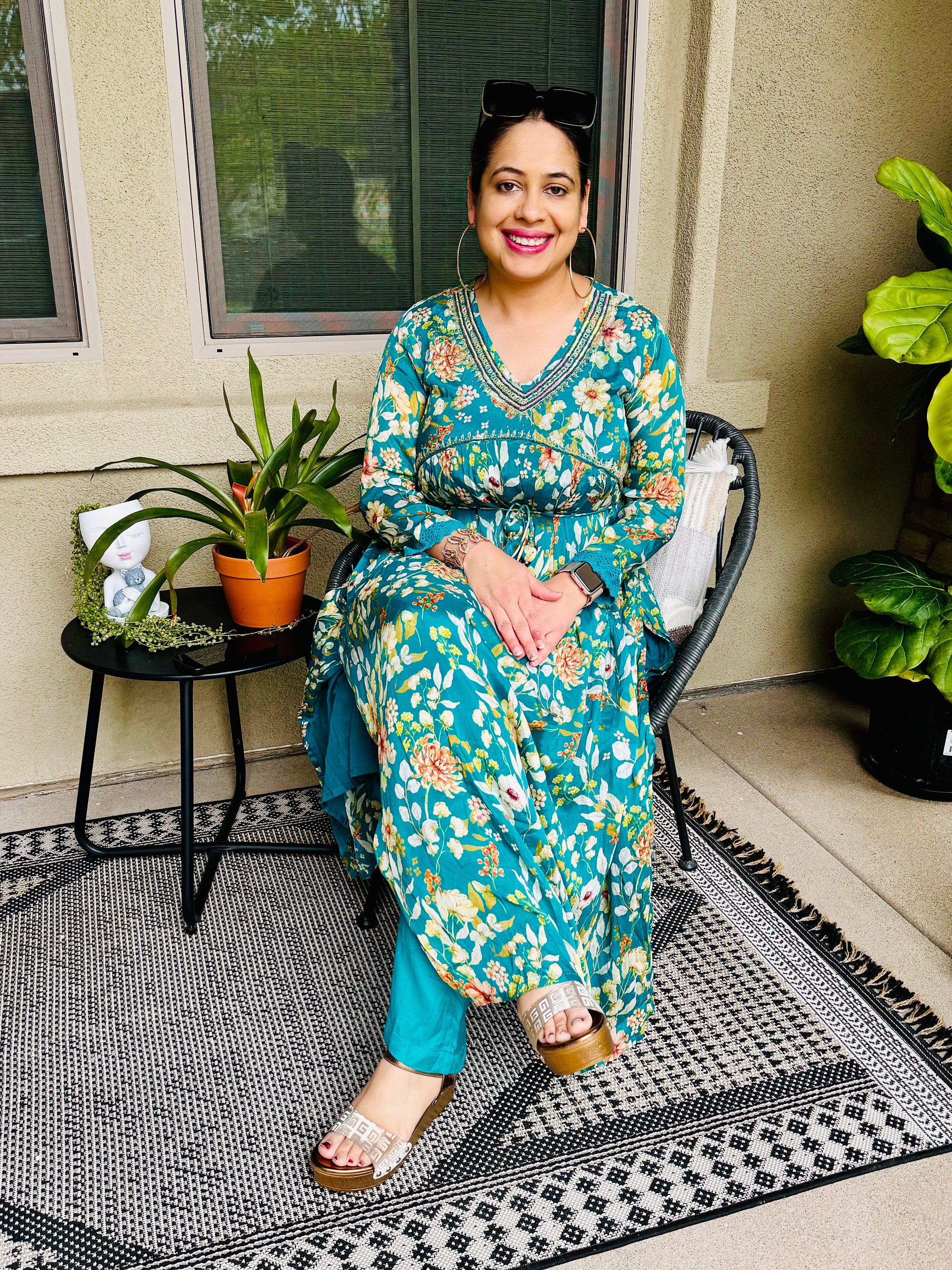 Alia Cut Printed Dress With Hand Embroidery | Kurta Pant Set With  