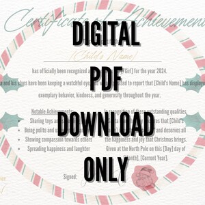 Certificado imprimible y personalizado de la lista de buenos amigos aprobados por Papá Noel / Certificado de vacaciones / Carta de Papá Noel / Elementos navideños / Selecciones de temporada