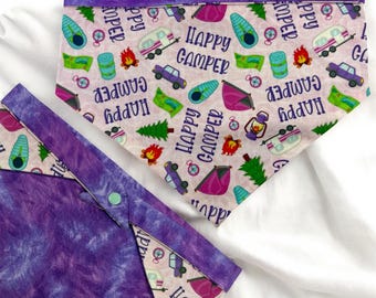 Reversible Snap-On Dog and Cat Bandana: Happy Camper