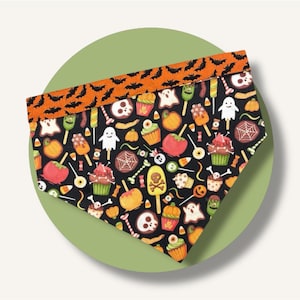 Halloween Candy Dog and Cat Bandana: Reversible Snap-On | Pet Scarf | Spooky | Holiday | Fall | Autumn