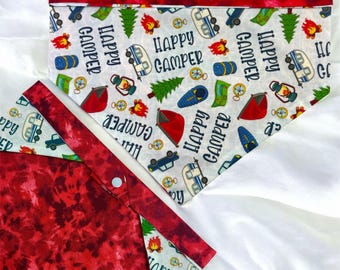 Reversible Snap-On Dog and Cat Bandana: Happy Camper