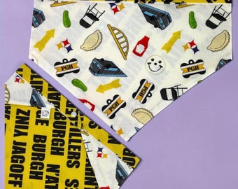 The Yinzer Dog & Cat Bandana, Pittsburgh Pet Scarf, Reversible, Snap-On